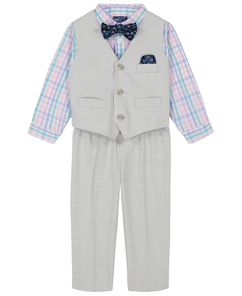 Nautica Baby Boys 4-Piece Slub Tick Vest with Bow Tie Set