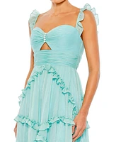 Women's Ruffle Tiered Sleeveless Flowy A Line Gown