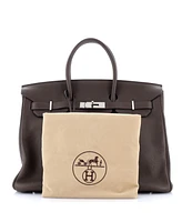 Pre-Owned HERMES Birkin 35 Handbag Brown Clemence with Palladium Hardware