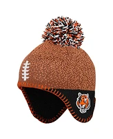 Outerstuff Baby Boys and Girls Brown Cincinnati Bengals Football Head Knit Hat with Pom