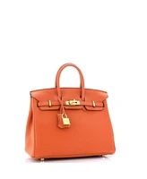 Pre-Owned HERMES Birkin 25 Handbag Orange Togo with Gold Hardware