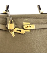 Pre-Owned HERMES Kelly 28 Handbag Light Clemence with Gold Hardware