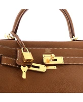 Pre-Owned HERMES Kelly 28 Handbag Brown Togo with Gold Hardware