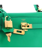 Pre-Owned HERMES Kelly 25 Handbag Green Swift with Gold Hardware