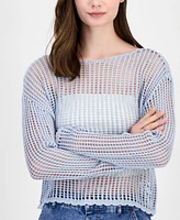 Ultra Flirt Juniors' Shimmer Open-Knit Sweater