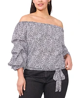 Vince Camuto Plus Size Off-The-Shoulder Bubble-Sleeve Top