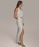 Donna Karan New York Women's Draped Faux-Wrap Gown