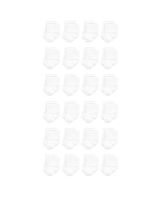 Luvable Friends Cotton Rich Baby Terry Socks 24-Pack, White, 0-6 Months