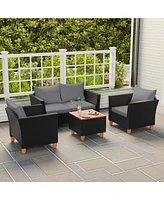 4 Piece Outdoor Conversation Set with Storage Coffee Table