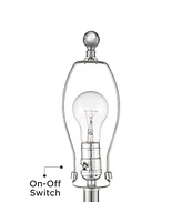 Braydon Modern Table Lamps 28" Tall Set of 2 with Usb Charging Port Brushed Nickel Metal Glass White Drum Shade for Living Room Bedroom House Bedside