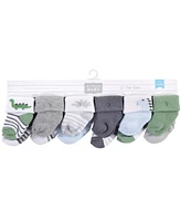 Hudson Baby Cotton Rich Baby Terry Socks 24-Pack, Boy Dino, 0-3 Months