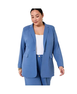 June + Vie Women's Plus Smooth Classic Blazer