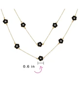 Bling Jewelry Fashion Enamel Flower Strand Necklace Gold Plated 36 Inch Crystal Accents