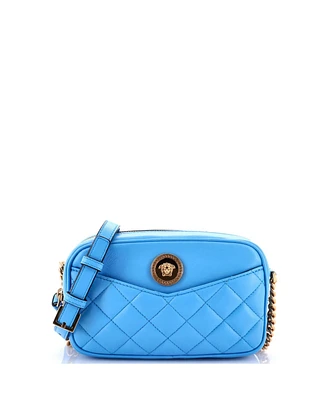 Pre-Owned Versace Small Medusa Icon Front Slip Pocket Camera Bag Quilted Leather