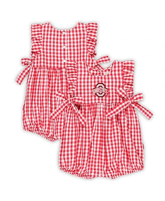 Garb Girls Baby Boys and Girls Scarlet Ohio State Buckeyes Constance Gingham Romper