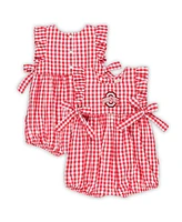 Garb Girls Baby Boys and Girls Scarlet Ohio State Buckeyes Constance Gingham Romper