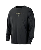 Nike Men's Black Milwaukee Bucks Courtside Oversized Long Sleeve T-Shirt