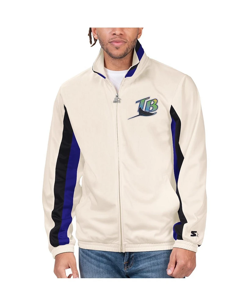 Starter Men's Cream Tampa Bay Rays Rebound Cooperstown Collection Full-Zip Track Jacket
