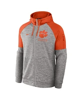 Nike Men's Heather Gray Clemson Tigers Fitness Raglan Performance Full-Zip Hoodie