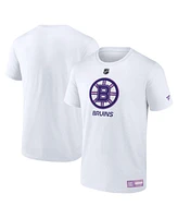 Fanatics Men's White Boston Bruins 2024 Hockey Fights Cancer T-Shirt