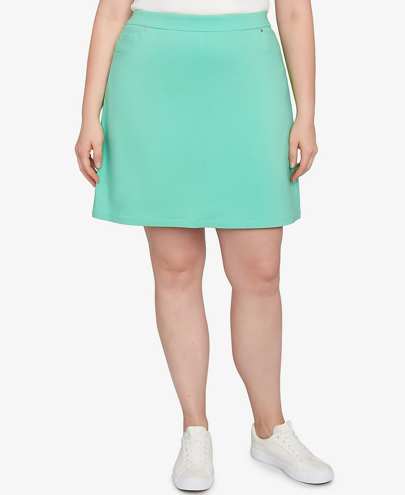 Hearts Of Palm Plus It Had To Be Blue Solid Tech Stretch Pull On Skort