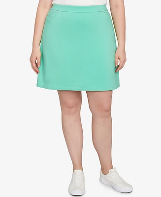 Hearts Of Palm Plus It Had To Be Blue Solid Tech Stretch Pull On Skort