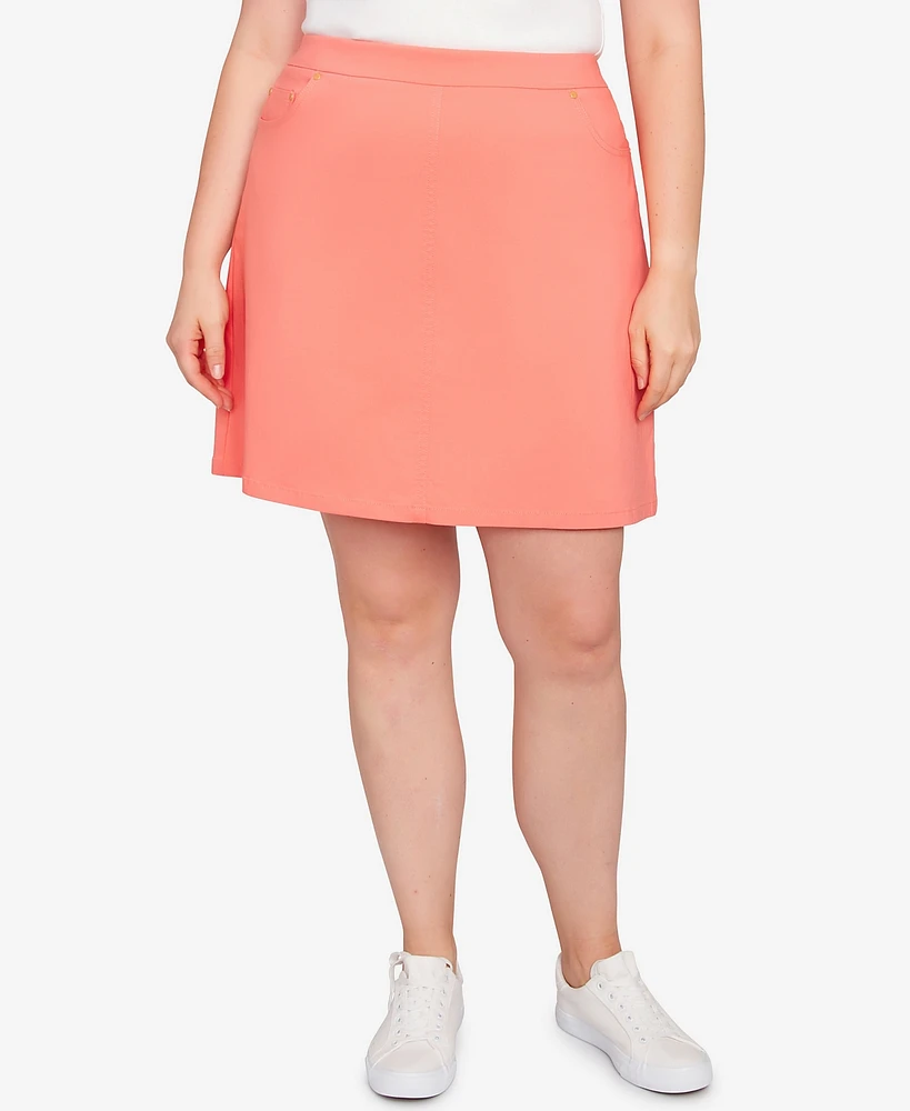 Hearts Of Palm Plus Spring Forward Solid Tech Stretch Pull On Skort
