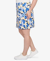 Hearts Of Palm Plus Making Waves Printed Pull On Skort