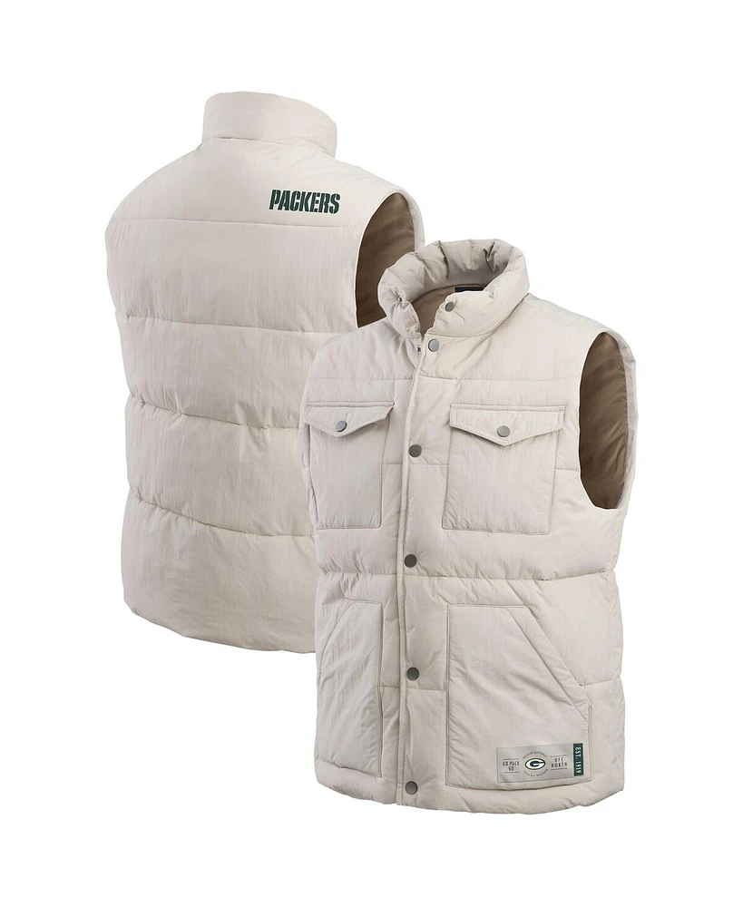 Fanatics Men's Cream Green Bay Packers Puffer Full-Snap Vest