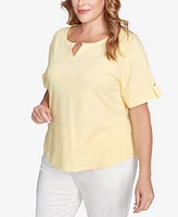 Hearts Of Palm Plus Making Waves Solid Short Sleeve Top