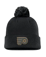 Fanatics Men's Black Philadelphia Flyers Military Appreciation Cuffed Knit Hat with Pom