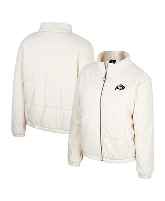 Colosseum Women's Cream Colorado Buffaloes So Hot Right Now Quilted Puffer Full-Zip Jacket