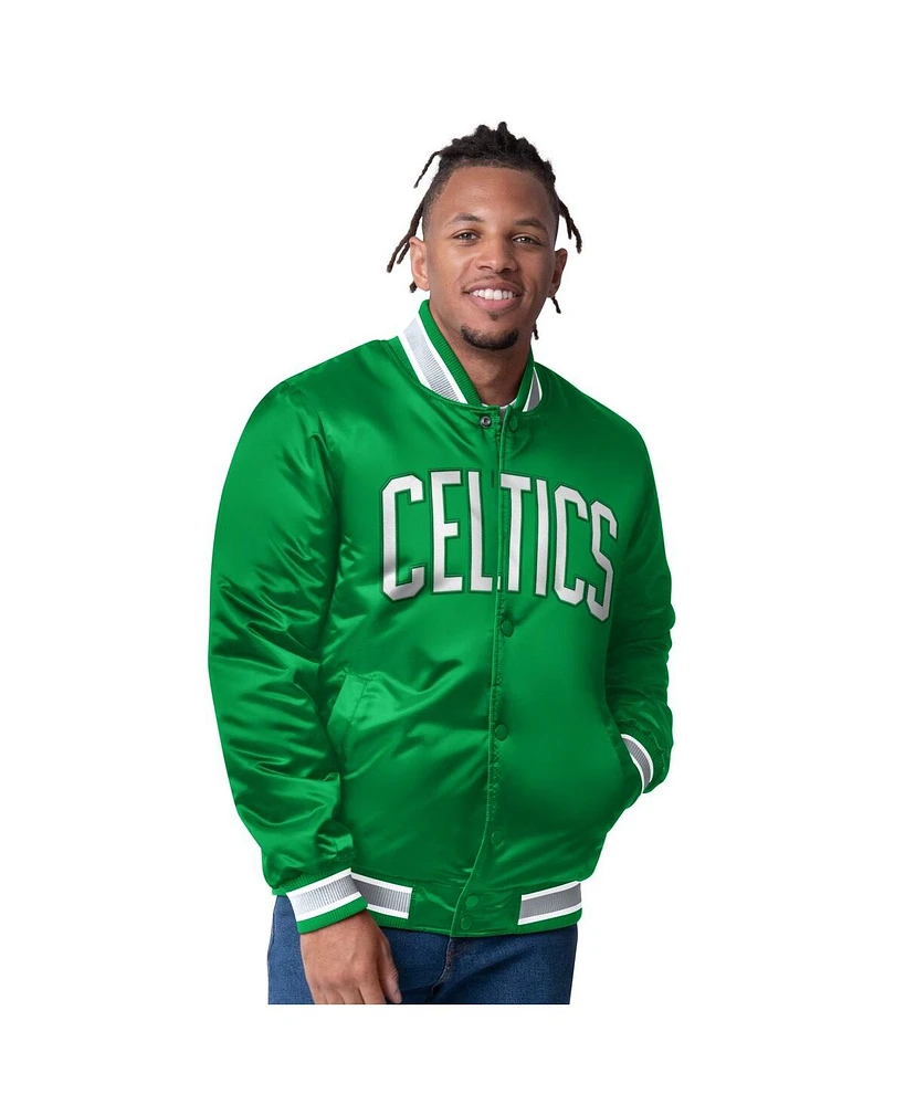 Starter Men's  Green Boston Celtics Reversible Satin Full-Snap Varsity Jacket