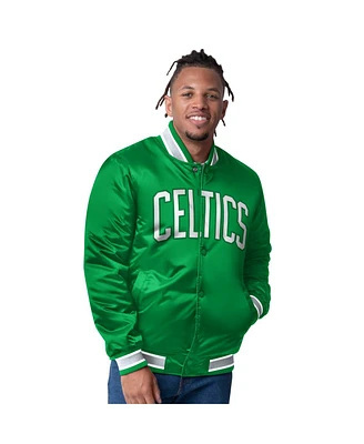 Starter Men's  Green Boston Celtics Reversible Satin Full-Snap Varsity Jacket