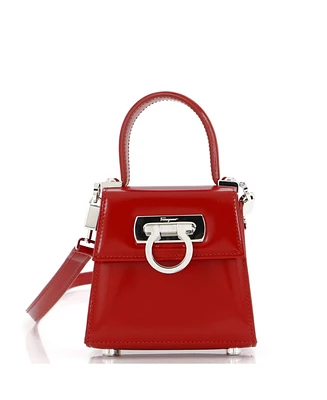 Pre-Owned Salvatore Ferragamo Xs Iconic Top Handle Bag Leather