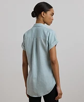 Lauren Ralph Petite Dolman Sleeve Linen Top