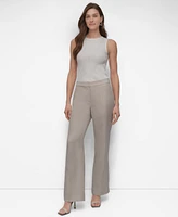Dkny Women's Basketweave Mid-Rise Wide-Leg Pants