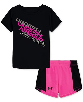 Under Armour Toddler & Little Girls T-Shirt Mesh Shorts, 2 Piece Set