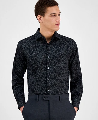 Bar Iii Men's Slim Fit Long Sleeve Button-Front Abstract Floral Print Shirt, Exclusively at Macy's