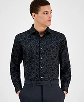 Bar Iii Men's Slim Fit Long Sleeve Button-Front Abstract Floral Print Shirt, Exclusively at Macy's