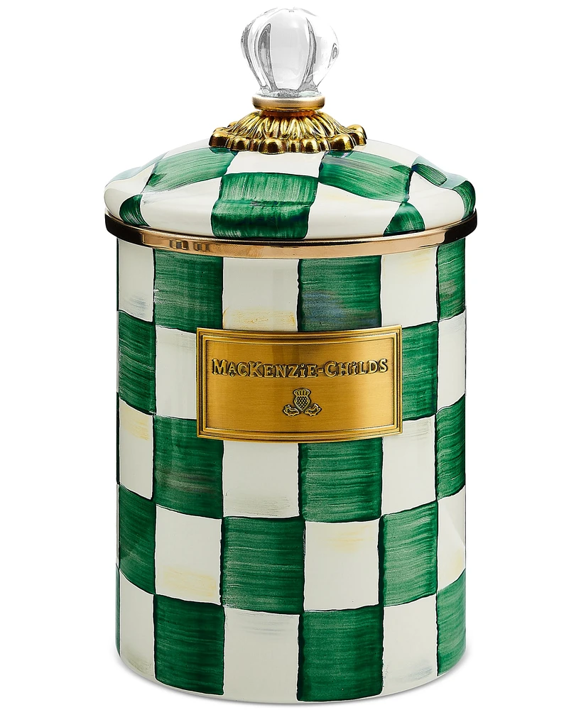 Mackenzie-Childs Emerald Check Canister