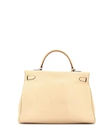 Pre-Owned HERMES Kelly 35 Handbag Light Clemence with Palladium Hardware