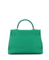 Pre-Owned HERMES Kelly 32 Handbag Green Togo with Palladium Hardware