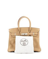 Pre-Owned HERMES Birkin 30 Handbag Brown Swift with Palladium Hardware