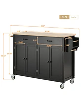 Kitchen Island Cart with 4-Door Cabinet and Ample Storage Space for Organization