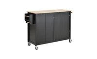 Kitchen Island Cart with 4-Door Cabinet and Ample Storage Space for Organization