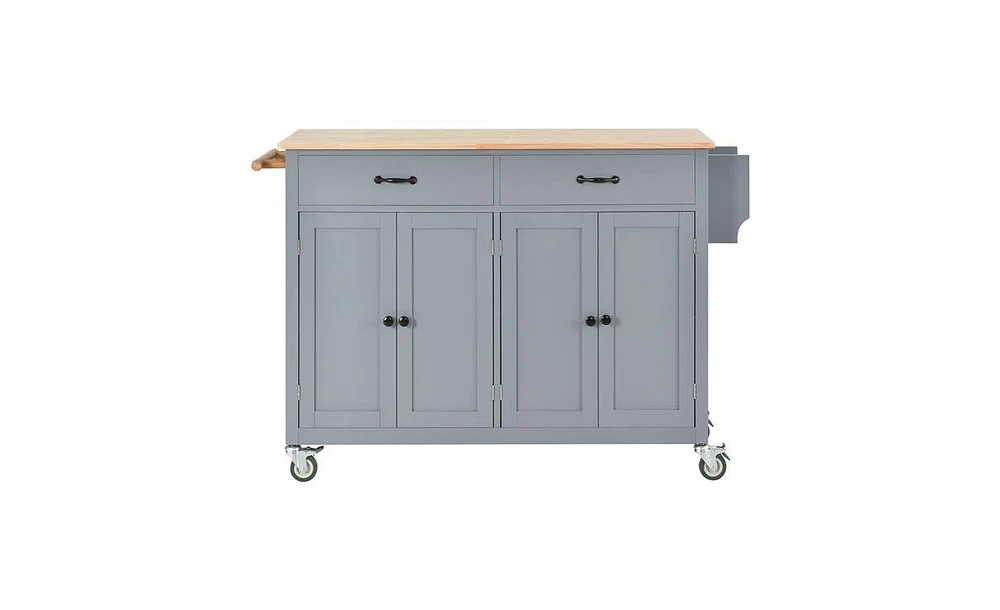 Kitchen Island Cart with 4-Door Cabinet and Ample Storage Space for Organization