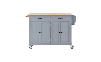 Kitchen Island Cart with 4-Door Cabinet and Ample Storage Space for Organization