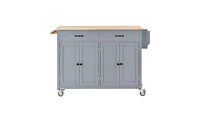 Kitchen Island Cart with 4-Door Cabinet and Ample Storage Space for Organization