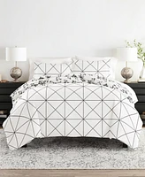 ienjoy Home Ultra Soft Edgy Flowers 3-Pc. Reversible Duvet Cover Set, Full/Queen